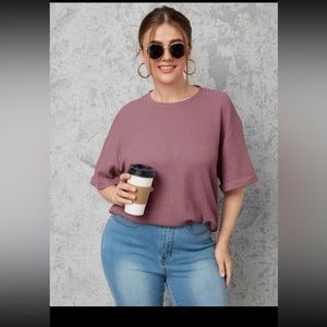 SHEIN EZwear Plus Drop Shoulder Solid Tee